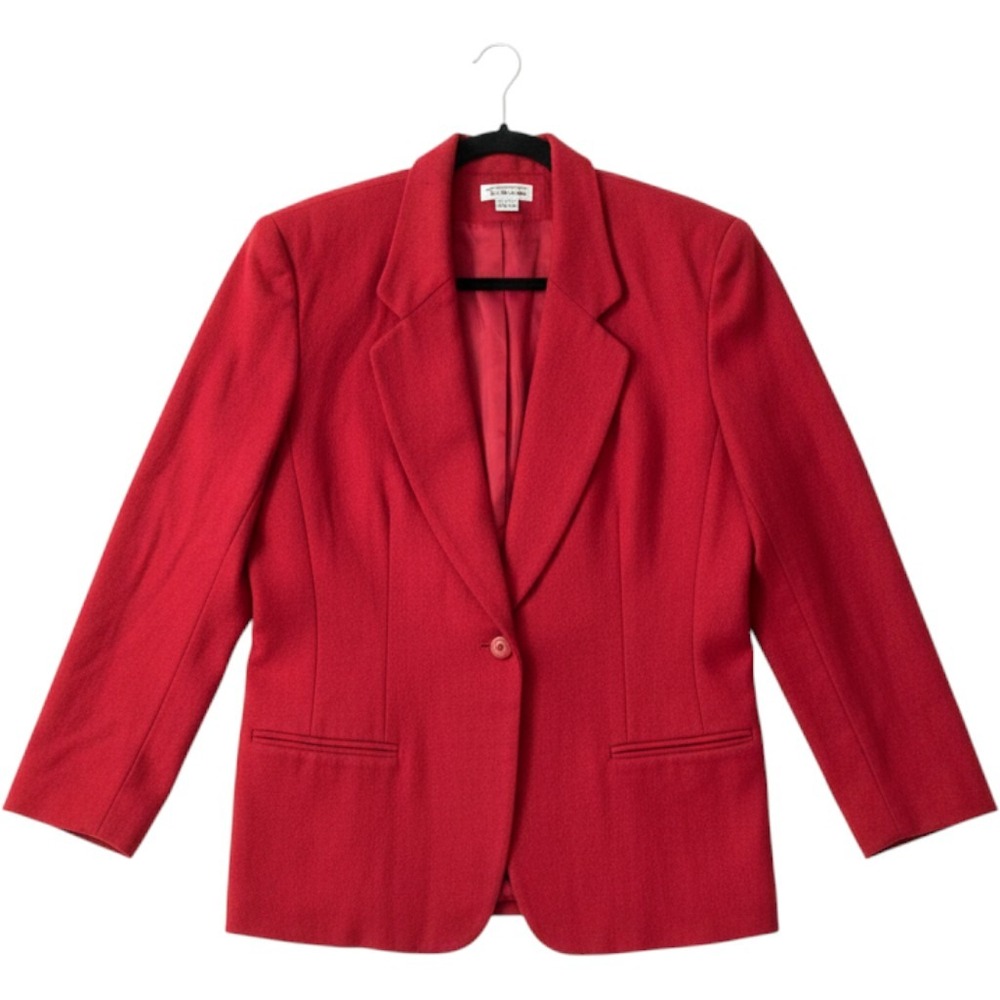 Talbots Blazer Women 12 Red Vintage Wool Cashmere single Button Jacket